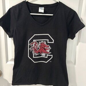 Gamecocks USC Women's V Neck Black Shirt